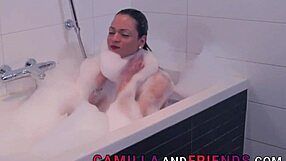 Solo Bathing Shemale Tugs Hard in High Definition
