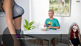 Kate, 19, asks, 'Want to play this college game with me?' in this gay coed scene