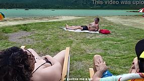 Voyeur Masturbates on Beach While I Touch Myself