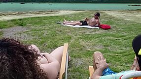 Voyeur Masturbates on Beach While I Touch Myself