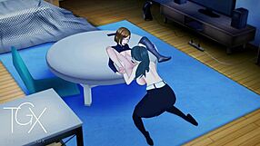 Nobara and maki have explosive lesbian sex in anime jujutsu hentai yuri game!