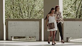 Eveline Dellai commands Leila Smith to be her slave with strapon