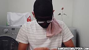 Brunette milf intensely catches young 18+ guy licking her dirty panties and diving into her muff