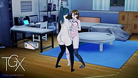 Nobara ve Maki patlayıcı lezbiyen seks yapıyor anime Jujutsu hentai yuri oyununda!