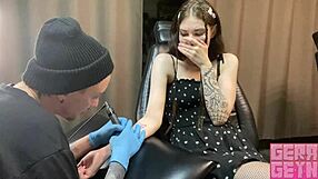 Gerageyn Thanks Tattoo Artist With Sloppy Deepthroat Cumshot