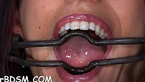 Bizarre pleasures await this hot brunette babe in hardcore bdsm fetish play with slave vibes. Her tits tremble under wild masturbation.