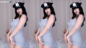 Korean Girl Dancing, Blowing Tits, Skirt Open!