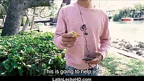 Straight Spanish twink bangs gay stranger for cash in POV