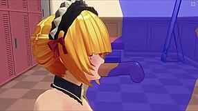 3D anime hentai girl sucking cock