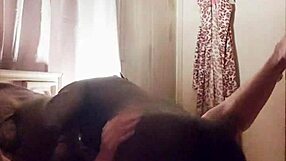 60 plus woman rides in cowgirl position with fake boobs