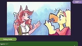 2 chicks playing poker furry strip poker