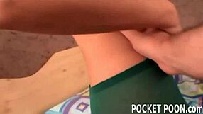 Watch Her Intensely Toy Tight Pussy in Pantyhose on Desk