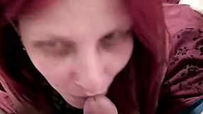 an amateur girl gives a passionate blowjob to her partner