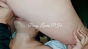 Pinay scandal threesome with magaganda pinay, hairless pussy licked and big tits sucked in blowjob creampie hardcore