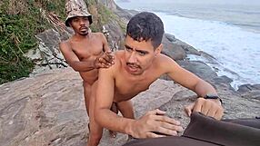 wild beach orgy in carioca with african guys swallowing and fingering assholes.