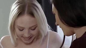 Young blonde gets licked by two hot women in 69 position
