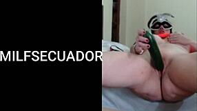 latina milf uses cucumber solo since no men available, satisfying her big ass desires