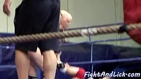 dyke babe gets oral pleasure in locker room