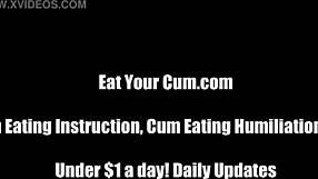 Femdom Slave Drinks Own Cum in Humiliating POV Instruction Session