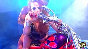 busty redheaded biker girl gets her thick booty dicked down hard on her precious bike