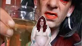 Intense Bisexual Sissy Male Exposed Naked Swallowing Pee Boldly