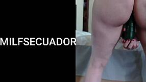 latina milf uses cucumber solo since no men available, satisfying her big ass desires