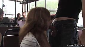 Chestnut Babe Gets Wild Fucking in a Public Bus for All to See