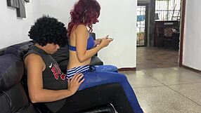 teaching my stepsister phone games while she rides