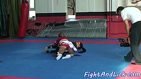 cheerleader licks babe's ass in spandex, fingers her pussy during oral