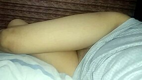 Horny Anime Girl Shows Legs In Bed Without Underpants