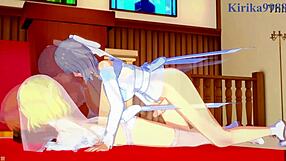 Ryona, Yumi, Haruka, and Hibari in wild futanari sex from Senran Kagura hentai