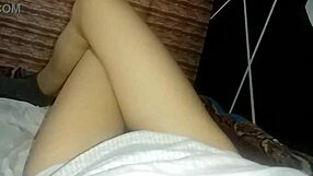 Horny Anime Girl Shows Legs In Bed Without Underpants