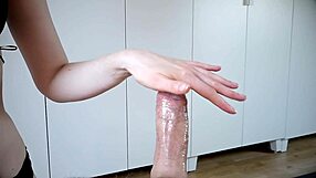 Watch how I slowly lube and stroke this big cock