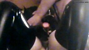 Couple enjoys kinky transsexual fun with ass and boots