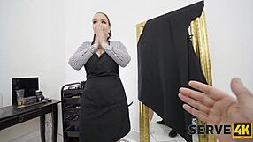 European Brunette Gets Banged In Barber Shop