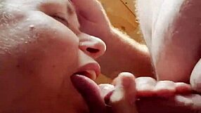 my plump wife licks and sucks husband's cock in shop