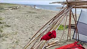Public beach masturbation caught on hidden camera