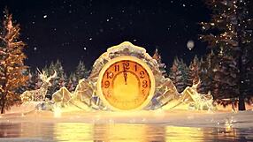 Skinny blonde with tight pussy celebrates New Year. She plays with big dick guy's cock in kitchen and bathroom.