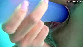 Underwater Solo Play with Purple Dildo by Nora Shmandora at Poolside