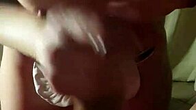 I watch Ariel give blowjob and take cum in her mouth