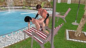 Cute Lesbian Girl Fucks Another From Behind In 3D Animation 😍