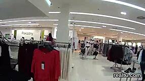 Czech Girl Undresses and Gets Reamed in Shopping Centre POV