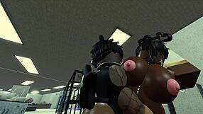 Roblox character fucks hot black nun in detailed hardcore scene