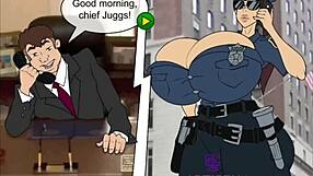 Thankful officer's hooters filled with joy and cum in public