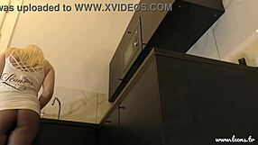 Hot Tall Blonde Amateur Wife EXPERIENCE in Kitchen for Casting