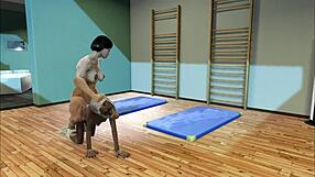 old meat muscle girl undergoes intense fucking training session