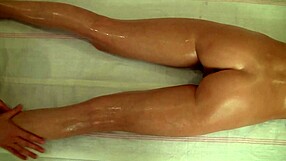 First time beautiful babe gets a whole body massage