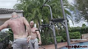 Sweaty men Danny Steele and Kyler Quinn in rough massage