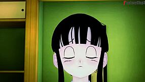 Chichi, Gohan, and Goku in Dragon Ball fantasy adventure