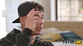 tutor4k with mature brunette teacher showing hairy pussy to young student